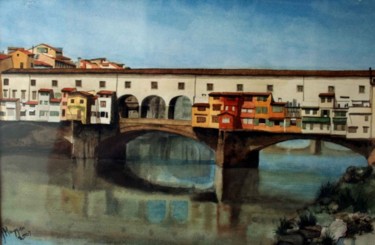 Schilderij getiteld "Ponte Vechio" door Bas Huijgen, Origineel Kunstwerk