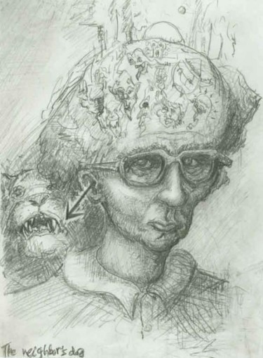 Drawing titled "The Neighbor's Dog" by Jason Stillman, Original Artwork