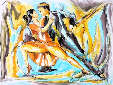 绘画 标题为“172 Vision de Tango” 由Jean-Luc Lopez, 原创艺术品, 墨
