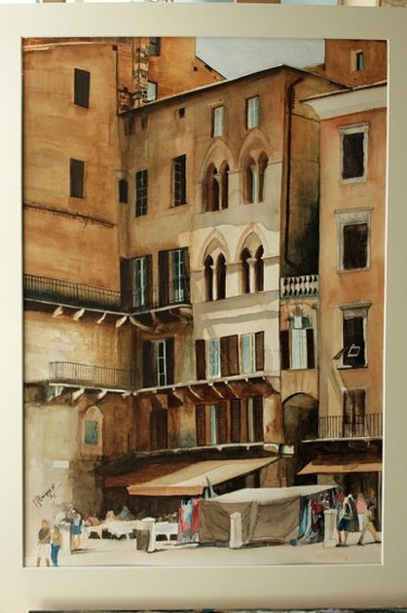 Schilderij getiteld "Piazza del Campo Si…" door Bas Huijgen, Origineel Kunstwerk