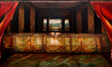 Painting titled "LA ULTIMA CENA (LE…" by Alexander Leal Cid, Original Artwork, Oil