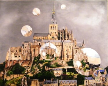 Peinture intitulée "Le Mont sans Michel" par Manu Surreabulliste, Œuvre d'art originale, Huile Monté sur Châssis en bois