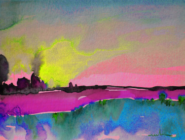 Painting titled "Sunset 09" by Miki De Goodaboom, Original Artwork, Oil