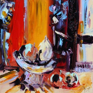 Peinture intitulée "Le vase bleu" par Muriel Cayet, Œuvre d'art originale