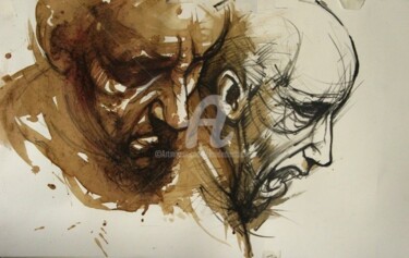 绘画 标题为“AUTOPORTRAIT BICEPH…” 由Claude Duvauchelle, 原创艺术品, 水粉