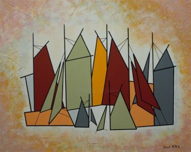 Peinture intitulée "Régate colorée" par Nyls  Eliot, Œuvre d'art originale