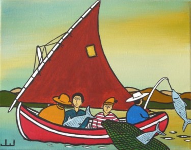 Peinture intitulée "La peche miraculeuse" par Jean Louis Jabalé, Œuvre d'art originale