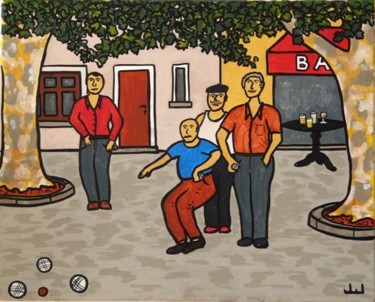 Peinture intitulée "une partie de pétan…" par Jean Louis Jabalé, Œuvre d'art originale