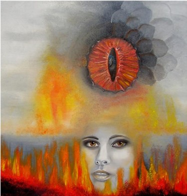 Peinture intitulée "L'oeil du serpent" par Alix, Œuvre d'art originale, Huile