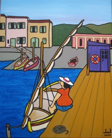 Peinture intitulée "Matin calme au bord…" par Jean Louis Jabalé, Œuvre d'art originale