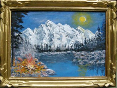Painting titled "FEUX NUIT" by Edward Misiaszek, Original Artwork, Oil