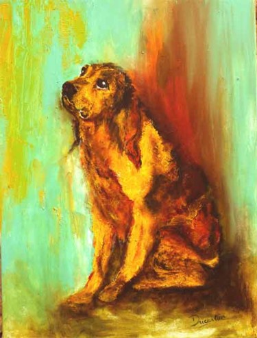 绘画 标题为“Chien épagneul 4” 由Monique Ducarton, 原创艺术品, 丙烯 安装在木质担架架上