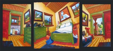 Malerei mit dem Titel "Triptyque" von François Brisson, Original-Kunstwerk