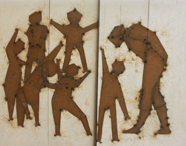 Dessin intitulée "Les petits batisseu…" par Christian Cerisola, Œuvre d'art originale