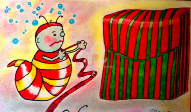 Dessin intitulée "Schplufi Cadeau" par Cya, Œuvre d'art originale, Autre