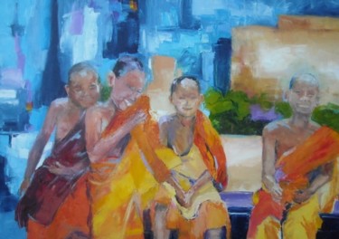 Painting titled "bonheur enfantin" by Véronique Lancien, Original Artwork