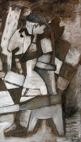 Dessin intitulée "Partie d'échecs" par Christian Cerisola, Œuvre d'art originale