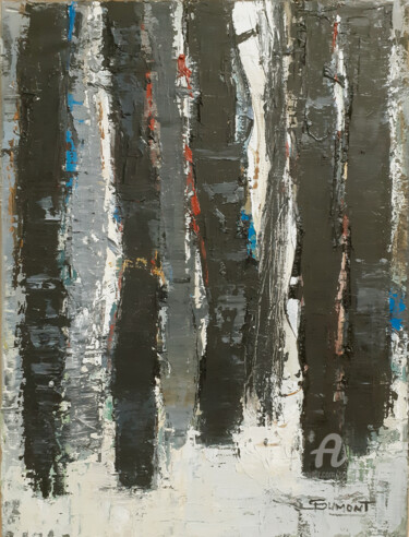 Painting titled "deep forest" by Sophie Dumont, Original Artwork, Oil