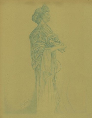 Tekening getiteld "Thalia" door Paul Gosselin, Origineel Kunstwerk, Anders