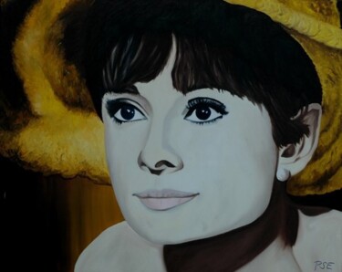 Malerei mit dem Titel "Audrey Hepburn" von Peter Seminck, Original-Kunstwerk, Öl