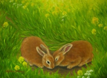 Painting titled "Pretty Couple" by Kyoko Yamaji, Original Artwork, Oil