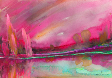 Painting titled "Sunset 20" by Miki De Goodaboom, Original Artwork, Watercolor