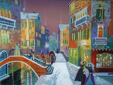 Peinture intitulée "VENISE MYSTERIEUSE" par Bernard Ambielle, Œuvre d'art originale, Huile
