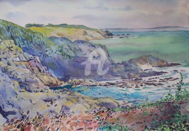 Peinture intitulée "Près de la pointe S…" par Claude Marchalot, Œuvre d'art originale, Aquarelle