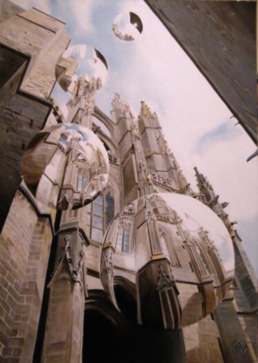Peinture intitulée "les pierres pensent…" par Manu Surreabulliste, Œuvre d'art originale, Huile