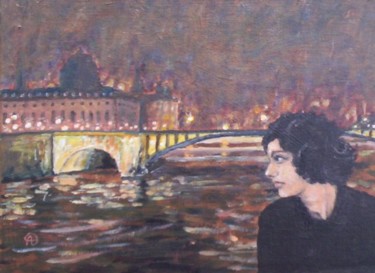 Peinture intitulée "Night on the Seine" par Alan Embrée Osler, Œuvre d'art originale