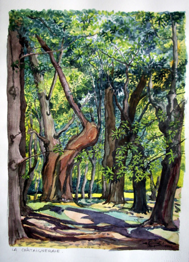 Painting titled "La Châtaigneraie de…" by Michel Munier, Original Artwork