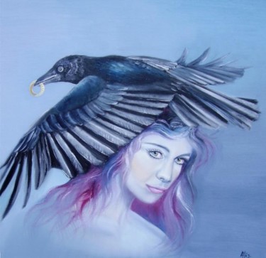 Peinture intitulée "Le voleur de rêves" par Alix, Œuvre d'art originale, Huile