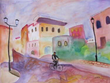 绘画 标题为“view at street in Z…” 由Janna Shulrufer, 原创艺术品, 水彩