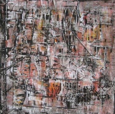 Peinture intitulée "favelas 3" par Anne-Marie Mary, Œuvre d'art originale, Acrylique Monté sur Panneau de bois