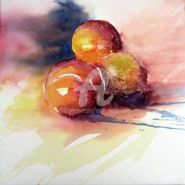 Peinture intitulée "les brugnons" par Anne-Marie Mary, Œuvre d'art originale, Aquarelle Monté sur Carton