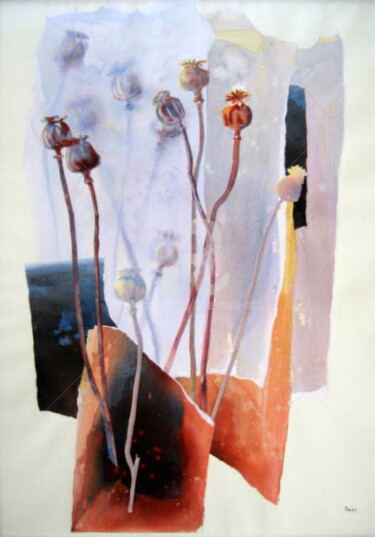 Peinture intitulée "Graines de pavots…" par Anne-Marie Mary, Œuvre d'art originale