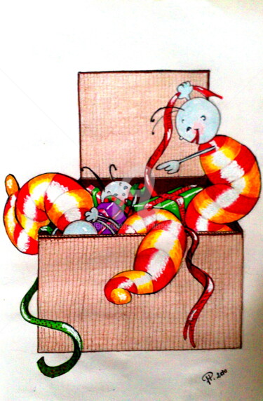 Dessin intitulée "Jour J" par Cya, Œuvre d'art originale, Autre