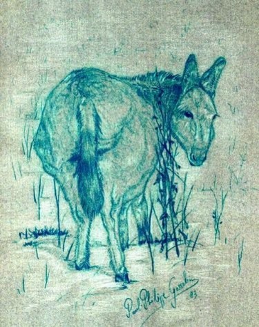 Tekening getiteld "Staande Muilezel" door Paul Gosselin, Origineel Kunstwerk, Anders