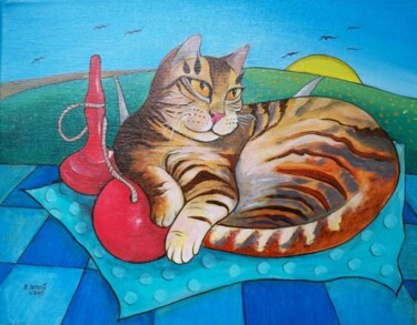 Peinture intitulée "coup de fatigue sur…" par Elisabeth Renard (B.Dumont Renard), Œuvre d'art originale, Huile
