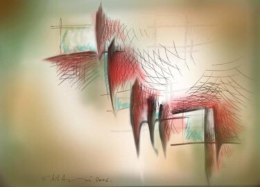 Peinture intitulée "structure" par Farid Ait Aoudia, Œuvre d'art originale