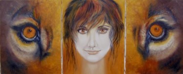 Peinture intitulée "Félinité" par Alix, Œuvre d'art originale, Huile