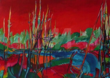 Peinture intitulée "renaison rouge" par Josiane Chauvin, Œuvre d'art originale, Huile