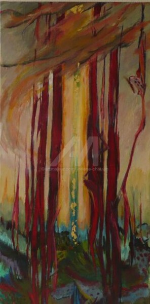 Peinture intitulée "broceliande" par Josiane Chauvin, Œuvre d'art originale, Huile