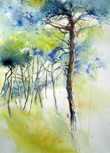Peinture intitulée "Les pins" par Anne-Marie Mary, Œuvre d'art originale