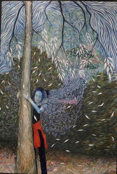 landscape with Sharona Painting titled "landscape with Shar…" by David Teszler, Original Artwork, Oil