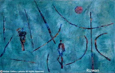 Painting titled "Man of edges" by Rizwan Ali, Original Artwork, Oil