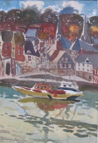 Painting titled "Automn in Honfleur" by Varvara Bracho, Original Artwork, Oil
