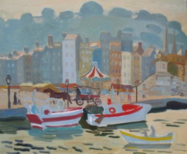 Painting titled "Honfleur as a theat…" by Varvara Bracho, Original Artwork