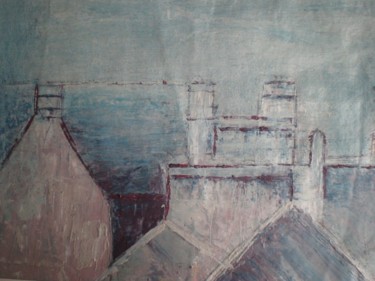 Peinture intitulée "paysage dinanais" par Monique Copolata, Œuvre d'art originale, Acrylique Monté sur Châssis en bois
