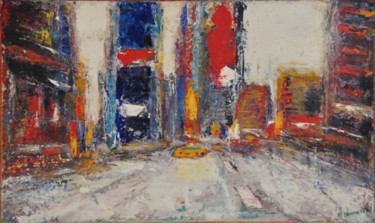 Peinture intitulée "Time square sous la…" par Rosedingue, Œuvre d'art originale, Huile
